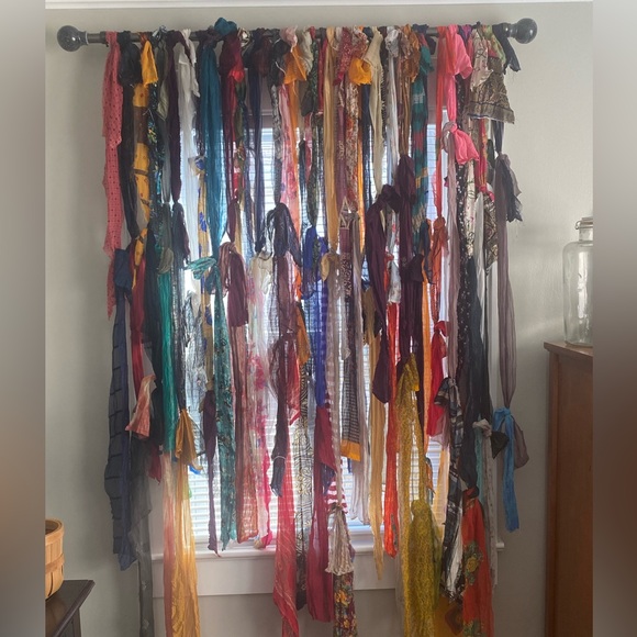 Custom Homemade Bohemian Rag Rug Curtains. - Picture 3 of 7